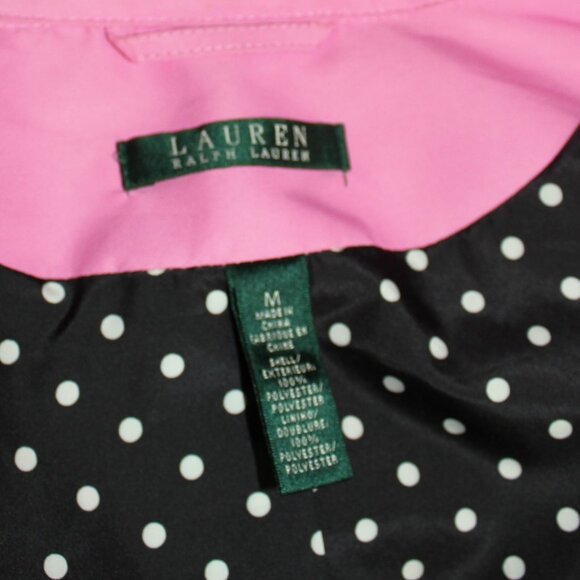 Lauren Ralph Lauren Pink Button up Front Lined Rain Jacket Trench Coat size M - Picture 7 of 9